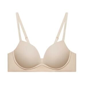 Neiwai Winged Support 3/4 Cup Wireless Seamless Bra Nude Champagne Gray 34B NEW